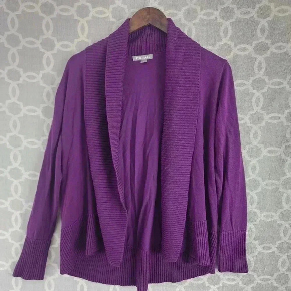 Roz & Ali Rayon Blend Open front Knit Sweater Cardigan Women's L - Picture 1 of 7